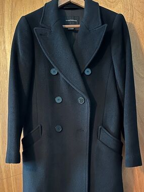 Club Monaco Black Double-Breasted Wool Pea Coat S/P